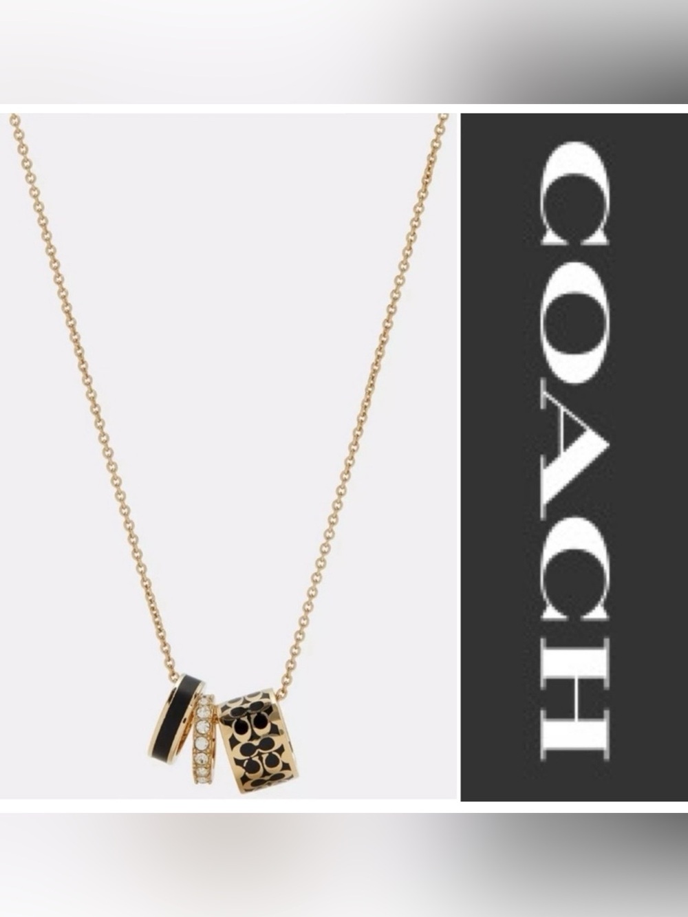 ⚜️🖤⚜️Coach Signature Enamel Necklace